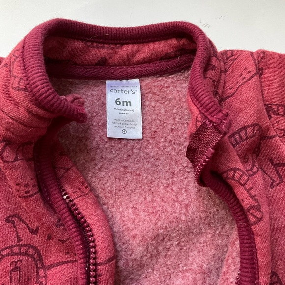 CARTERS Red Baby Lion Long-sleeve & Pants, Fleece Zip-Up One Piece Jumpsuit - Picture 6 of 6